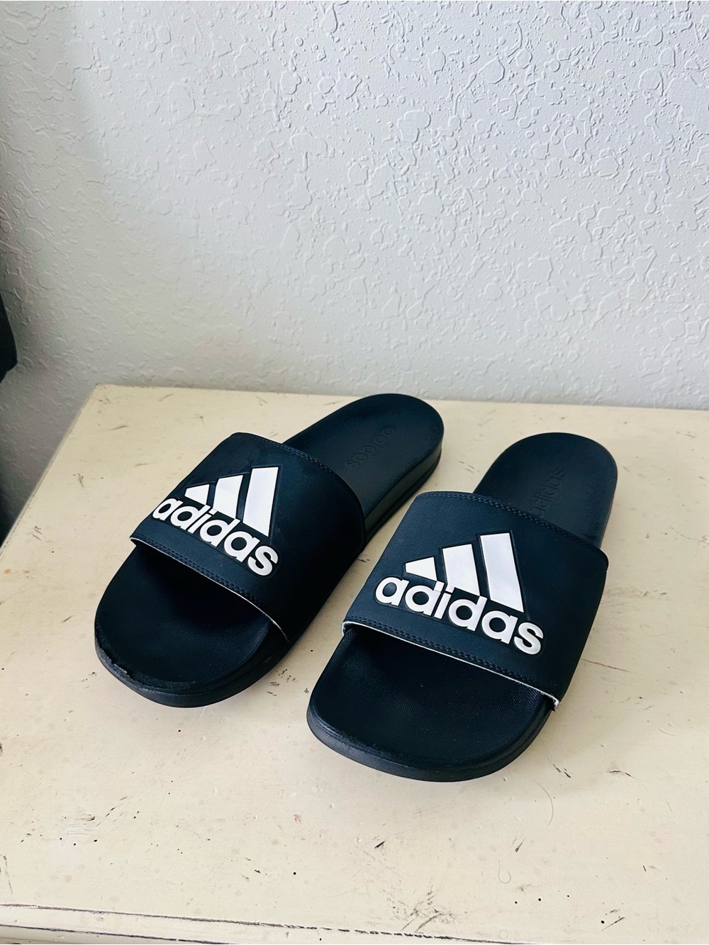 Adidas Black Slide Sandals with White Logo